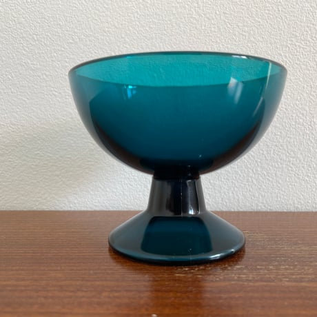 1956 Saara Hopea Nuutajarvi Finland Ice cream glass bowl 5379 サーラ・ホペア ヌータヤルヴィ アイスクリームグラス ブルー❷