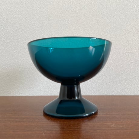1956 Saara Hopea Nuutajarvi Finland Ice cream glass bowl 5379 サーラ・ホペア ヌータヤルヴィ アイスクリームグラス ブルー❷