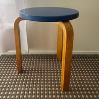 1950's Alvar Aalto Stool60 Blue Vinyl Leather アルヴァ・アアルト artek スツール60