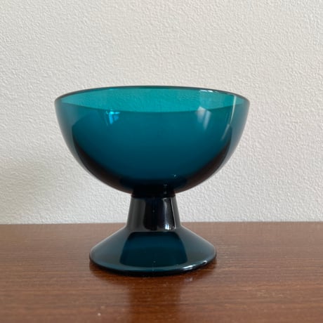 1956 Saara Hopea Nuutajarvi Finland Ice cream glass bowl 5379 サーラ・ホペア ヌータヤルヴィ アイスクリームグラス ブルー❷