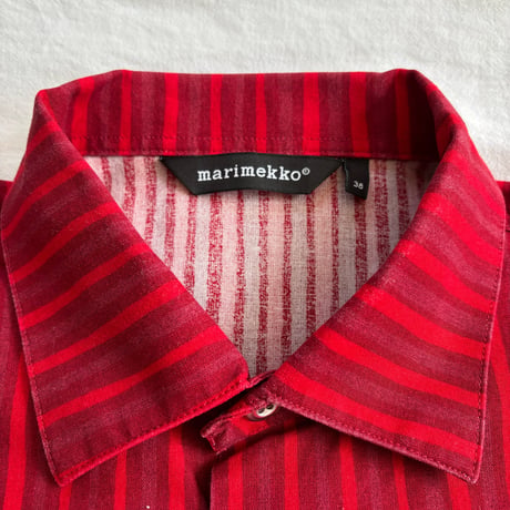 Marimekko Jokapoika stripe shirts Red×Wine 38