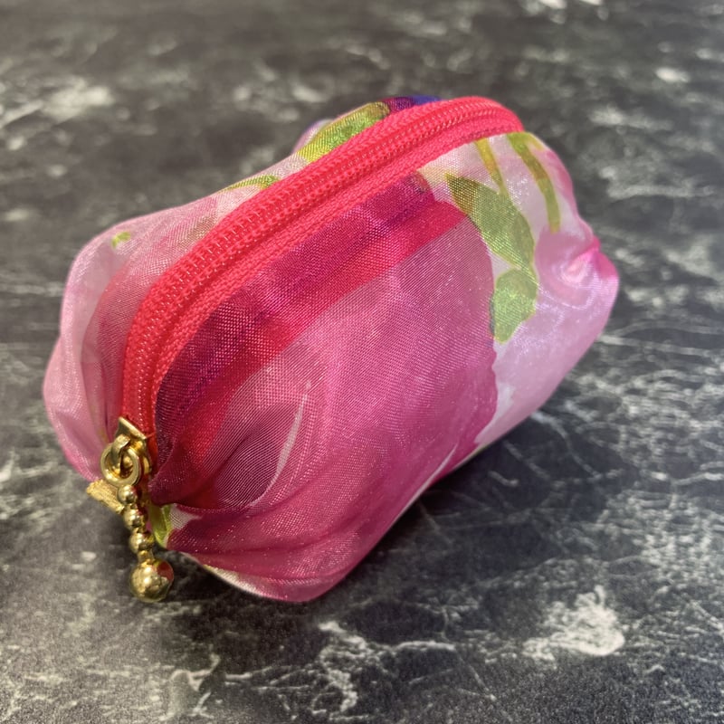 オーガンジー 丸ポーチS フルートピアピンク | 手づくりものがたり ノン