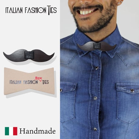 【Italian Fashion Ties】木製ヒゲ型蝶ネクタイ