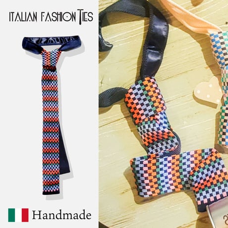 【Italian Fashion Ties】Rock Candy マルチカラーネクタイ（ネイビー）