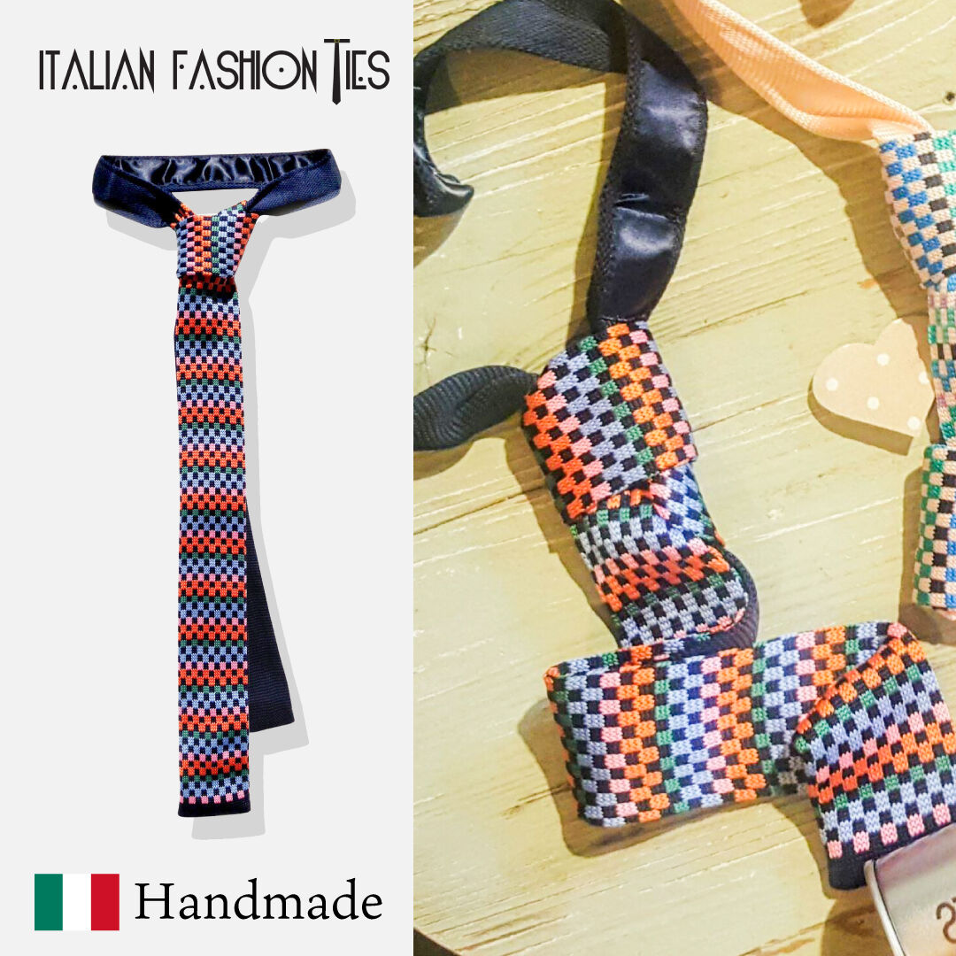 Italian Fashion Ties】Rock Candy マルチカラーネクタイ（ネイビ