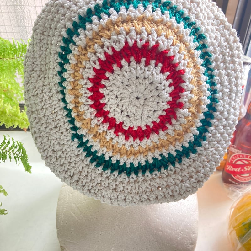 ハンドメイド ラスタカラー ホワイト ベレー帽 | HALLELUJAH