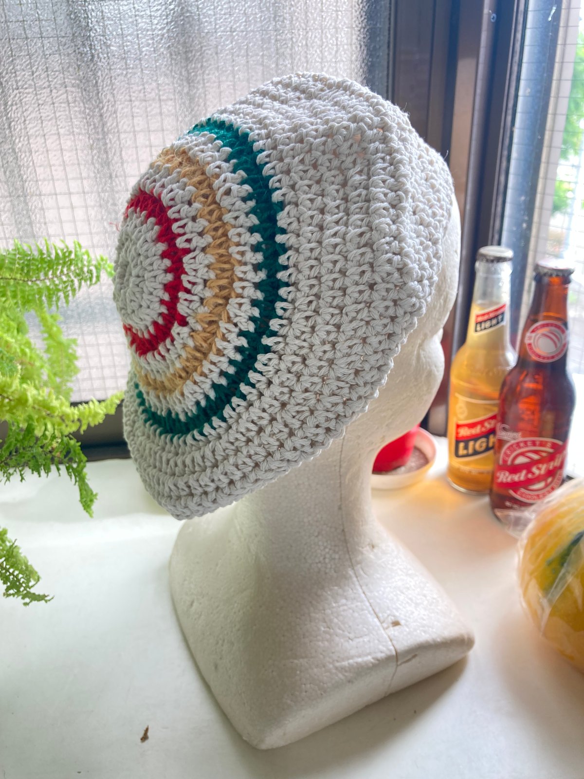 ハンドメイド ラスタカラー ホワイト ベレー帽 | HALLELUJAH