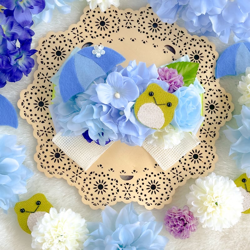 カエルと傘の紫陽花チョーカー | クラフト雑貨屋 玉光