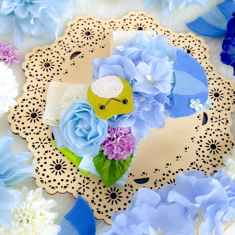 カエルと傘の紫陽花チョーカー | クラフト雑貨屋 玉光