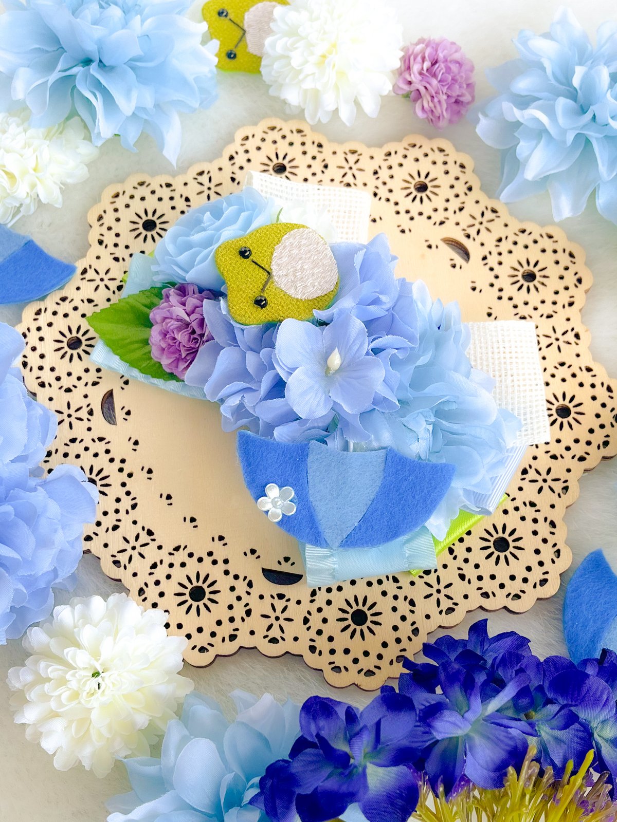 カエルと傘の紫陽花チョーカー | クラフト雑貨屋 玉光
