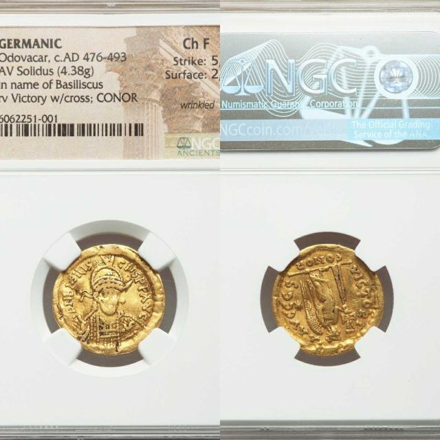 オドアケルの金貨!】鑑定全5枚 古代 ゲルマン王 AV ソリダス AD 476-493年 N...