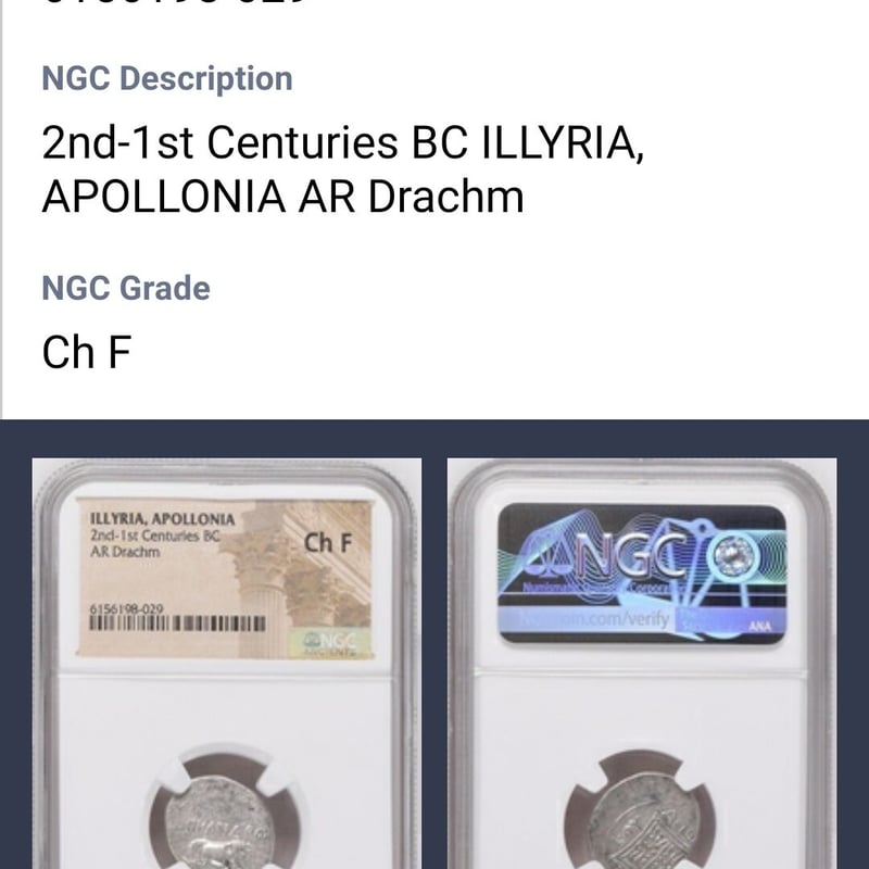レア☆NGC鑑定品】 イリュリア 古代都市 アポロニア ドラクマ 銀貨
