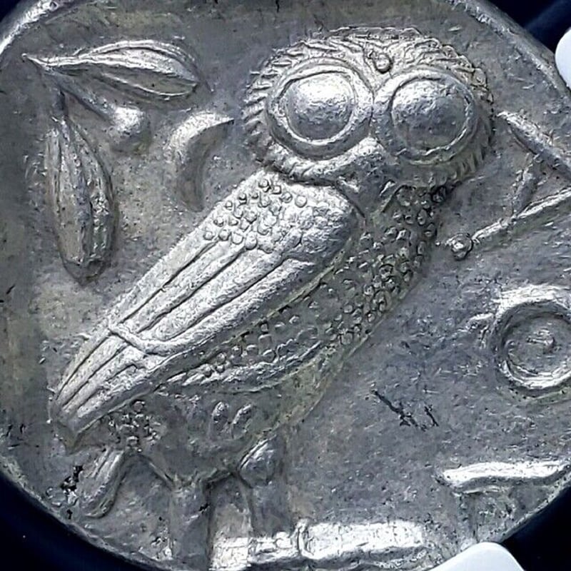 古代ギリシャ フクロウ銀貨 NGC CH AU 5/5 4/5 Ch AU 4/5 4/5!】古代ギリシャ フクロウ 紀元前440-404年 BC