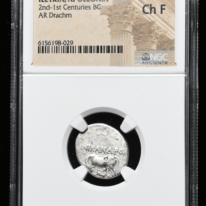 レア☆NGC鑑定品】 イリュリア 古代都市 アポロニア ドラクマ 銀貨