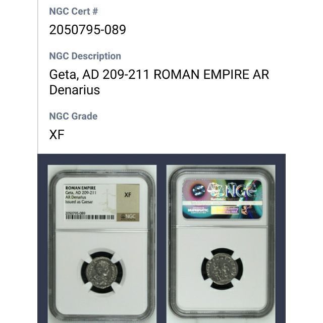 人気ゲタ帝のデナリウス!】古代 ローマ帝国 AD 209-211年 銀貨
