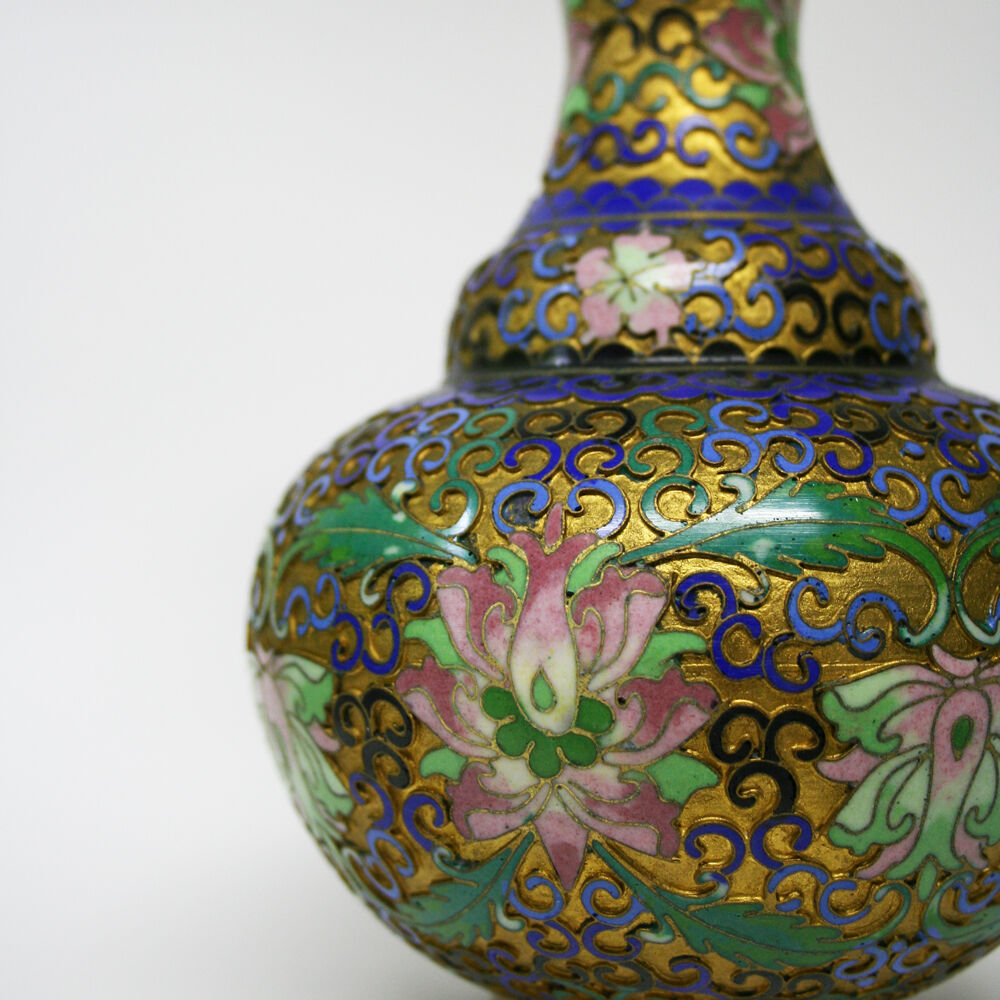 ◇香港花瓶1点もの◇80年代 デッドストック 七宝焼き 壺 花瓶