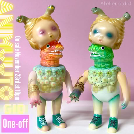11/23【Atelier.a.dot】面取れANIMUUTO No.2 Milky Twin Pink Green ver. GID 限定1体 One-off