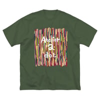 【アトリエ・エードット】オリジナルデザイン プリント 半袖 ビッグシルエット アーミーグリーン カーキ Tシャツ ニットぽい