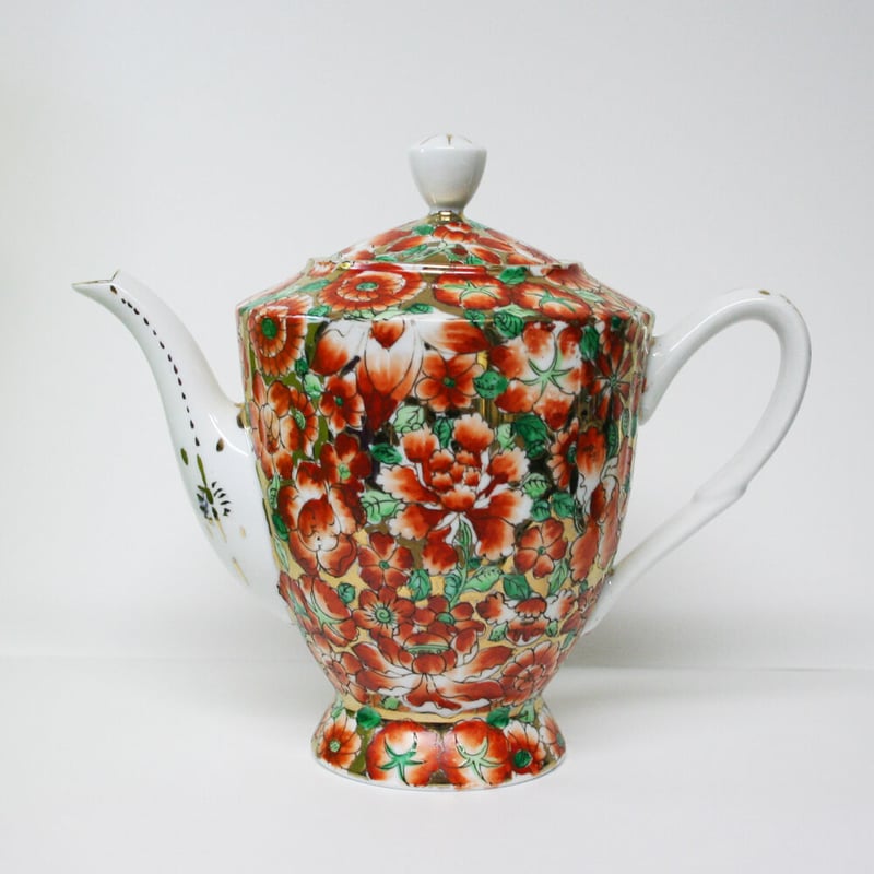 アンティーク花柄陶器ティーポット アンティーク手描き花柄ティーポット - アンティークモール＆蚤の市