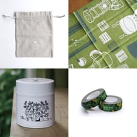 【巾着入りギフト】グッズを愉しむ保存缶＆マスキングテープ＆手ぬぐいセット
