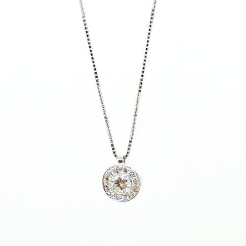 豪華ラウンドブリリアントカットダイヤモンドプラチナネックス