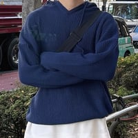 Over Loose Fit Knit Hoodie