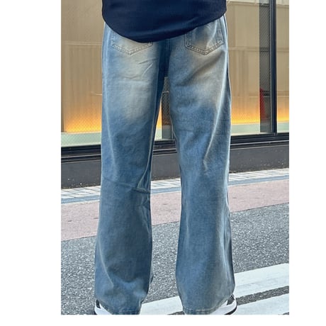 damage brush denim pants