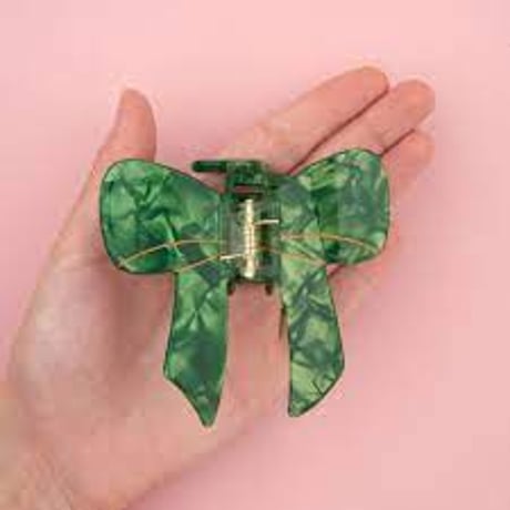【Coucou Suzette】【ククシュゼット】Christmas Green Bow Ribbon グリーンリボン Hair claw