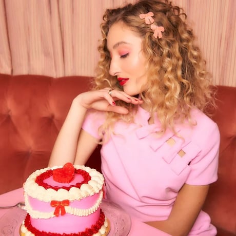 【Coucou suzette】【ククシュゼット】Pink Ribbon mini hair clip (red)