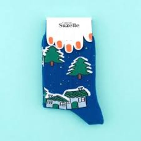【Coucou Suzette】【ククシュゼット】Christmas snowy town スノータウン socks 靴下