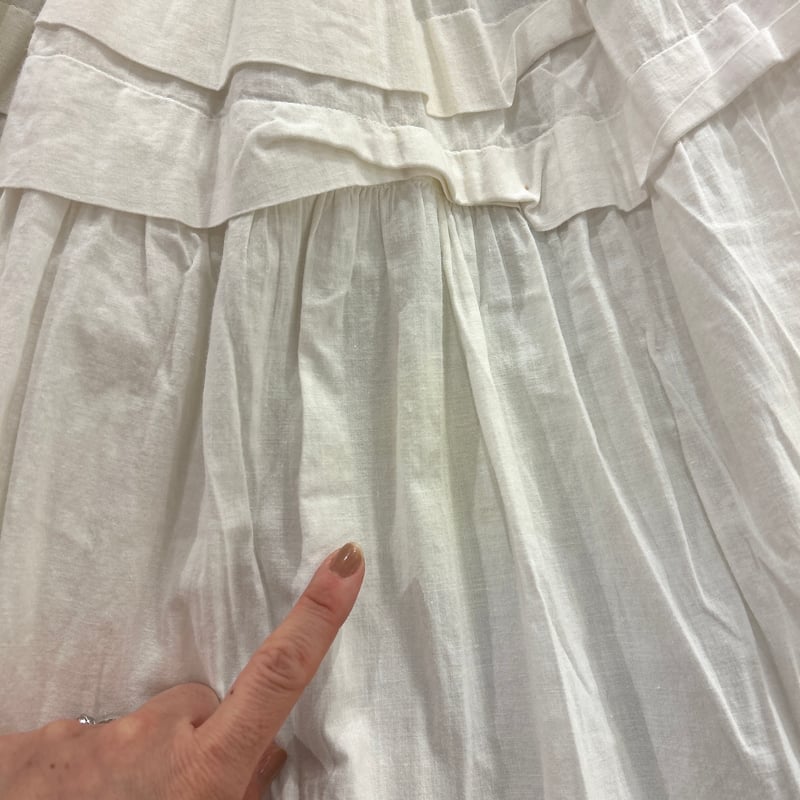 vintage リンボ　レース　ロングスカート　ヴィンテージ　古着 アメリカ古着 スカート ヴィンテージ レース シワ加工 カーキ