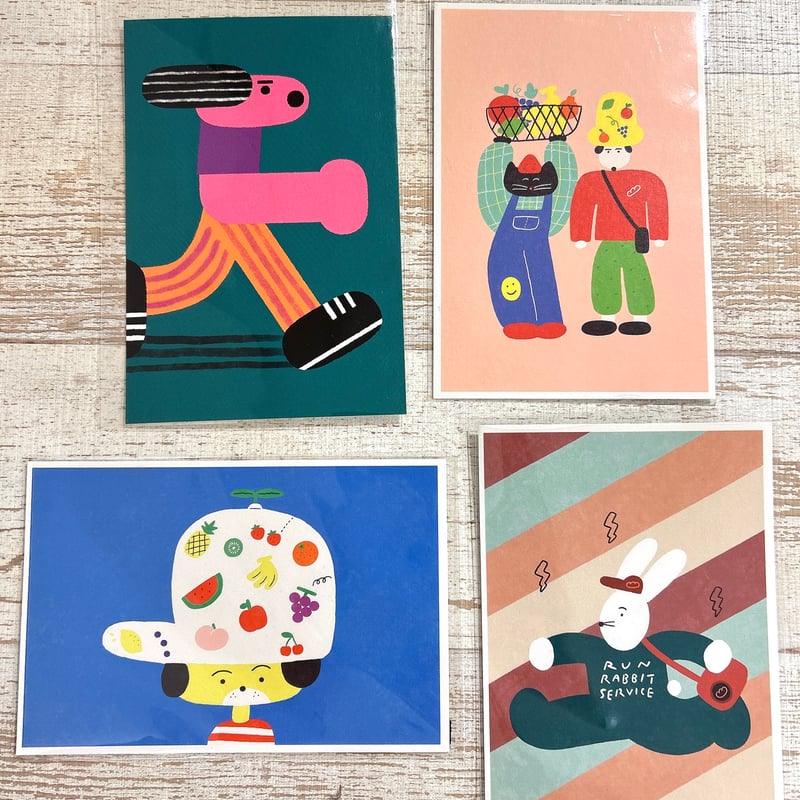 韓国雑貨】韓国人アーティスト ポストカード 4patterns | oshamar's STORE