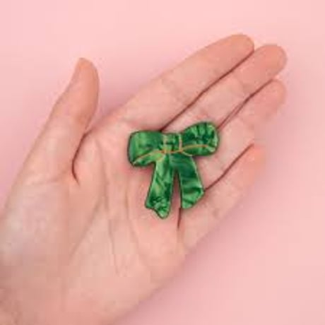 【Coucou Suzette】【ククシュゼット】Christmas Green Bow Ribbon グリーンリボン Hair clip