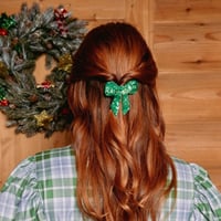 【Coucou Suzette】【ククシュゼット】Christmas Green Bow Ribbon グリーンリボン Hair claw