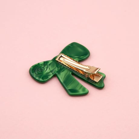 【Coucou Suzette】【ククシュゼット】Christmas Green Bow Ribbon グリーンリボン Hair clip