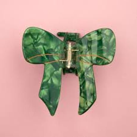 【Coucou Suzette】【ククシュゼット】Christmas Green Bow Ribbon グリーンリボン Hair claw