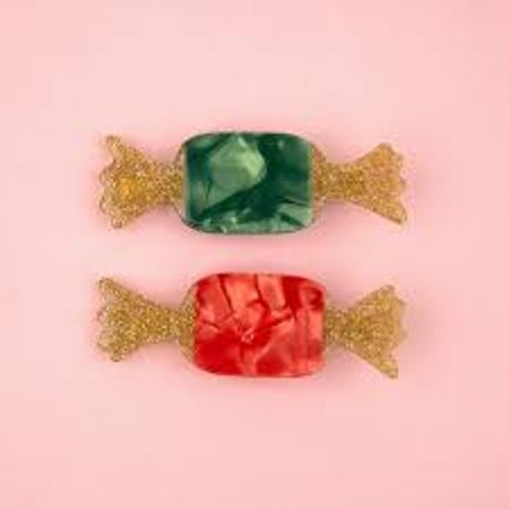 【Coucou Suzette】【ククシュゼット】Christmas candy キャンディー mini hair clip (red&green2個セット)
