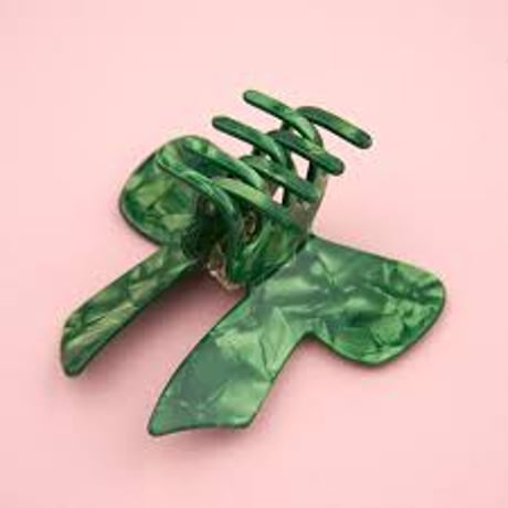 【Coucou Suzette】【ククシュゼット】Christmas Green Bow Ribbon グリーンリボン Hair claw