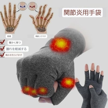 サポーター グローブ Mサイズ 指なし  関節炎 ケア 作業用 腱鞘炎 グレー　痛み軽減　血行　改善　手洗い