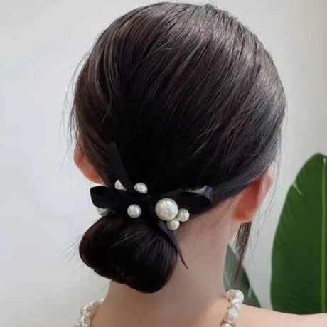 パール ヘアゴム 大小 2個　韓国 ファッション 大人　かわいい 結婚式　ワイドゴム　跡が付きにくい　絡まりにくい　ブレスレット