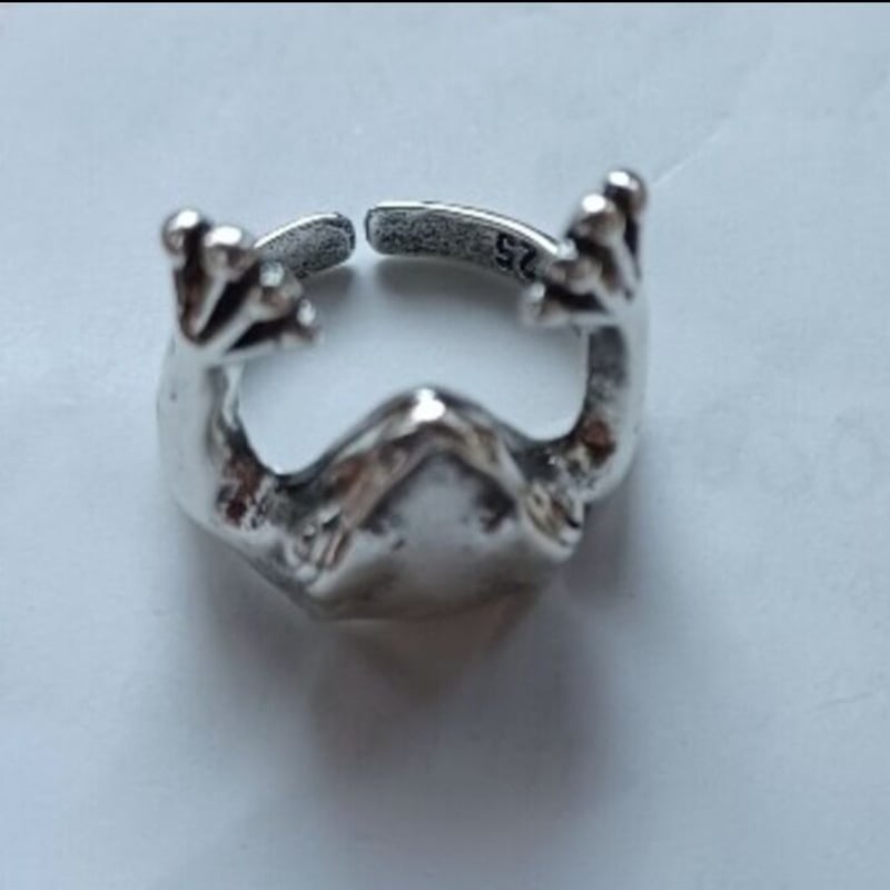 指輪 カエル リング フリーサイズ 925 幸運 銀 蛙 アマガエル