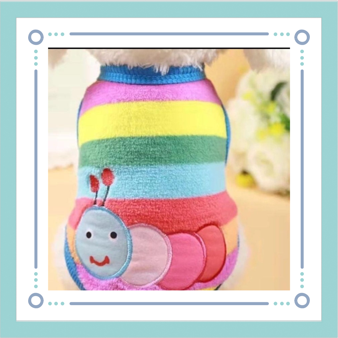 犬服　レインボーいもむし　小型犬 ドッグセーター レインボー いもむし ドッグウエア ペットウェア