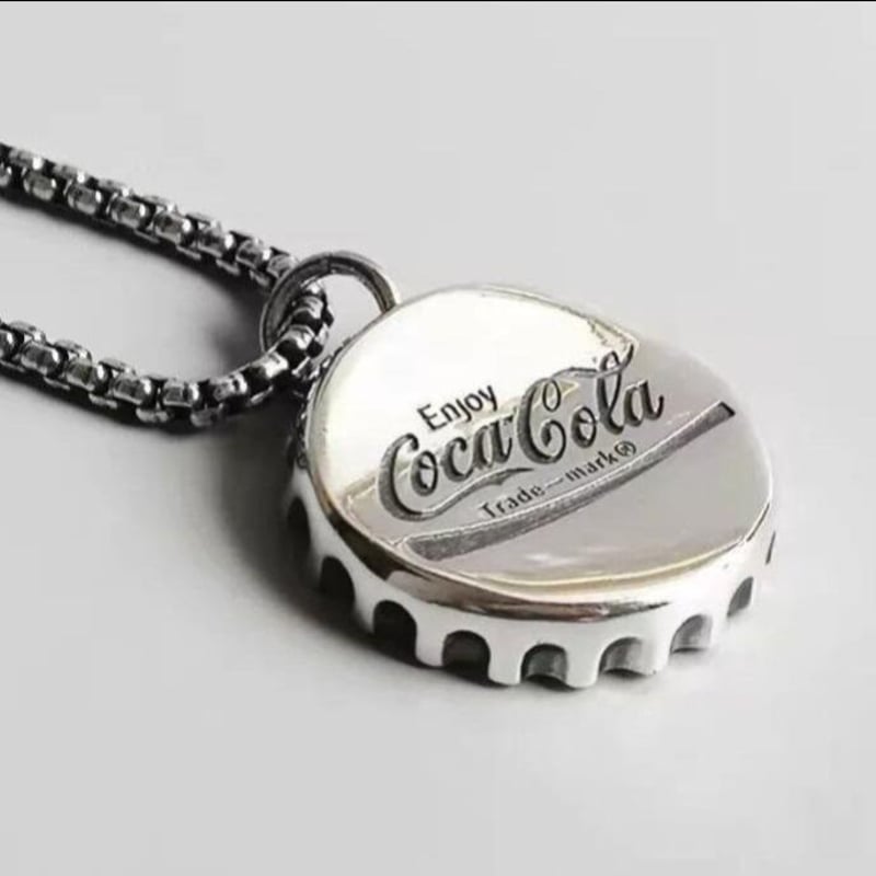 【コーラ⭐︎】ネックレスのみ シルバー ネックレス コーラ 栓 太 チェーン 曲がり シック 都会