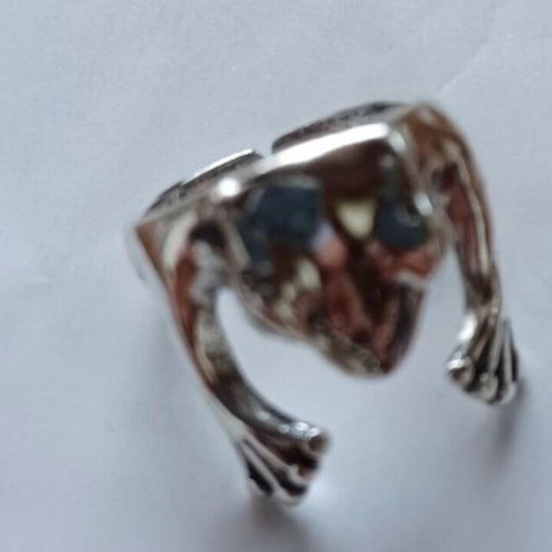 指輪 カエル リング フリーサイズ 925 幸運 銀 蛙 アマガエル
