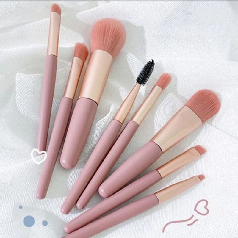 メイクブラシセット 8本 セット ケース付き 韓国 化粧 ポーチ ピンク