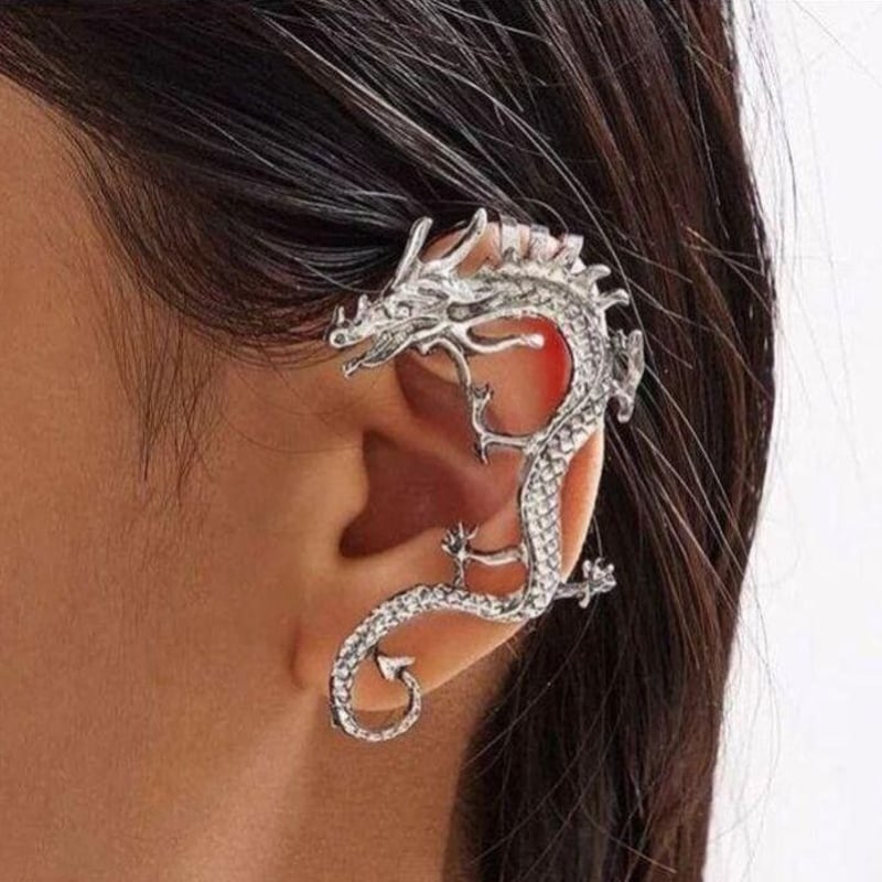 イヤーカフ ドラゴン 龍 シルバー 銀色 穴をあけない ノンホールピアス  