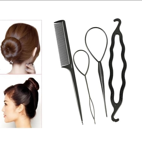 ヘアアレンジ お団子 コーム お団子メーカー 4点セット スティック くるりんぱ