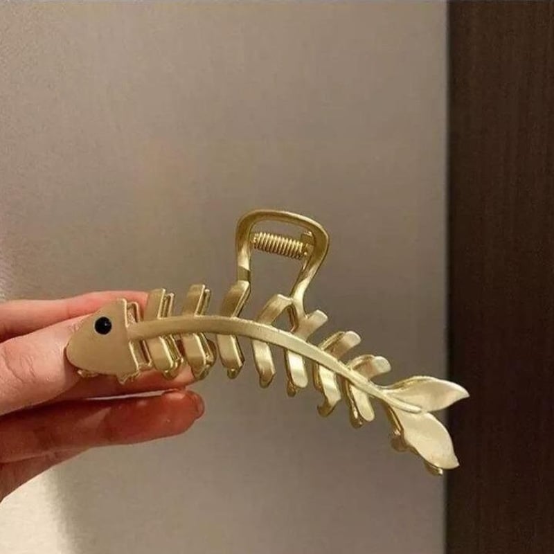 魚の骨 ヘアー クリップ ゴールド 金 バンスクリップ ヘアアクセサリー