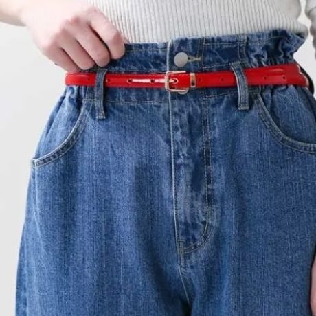 ベルト レッド ピンバックル 細 キャンディー カラー レディース 女性