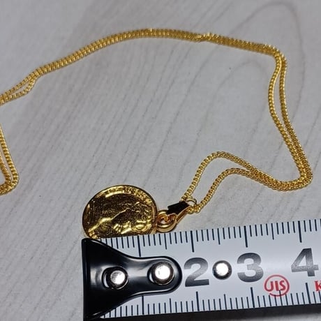 ネックレス　コイン　チャーム　ゴールド　シンプル　軽量　細め